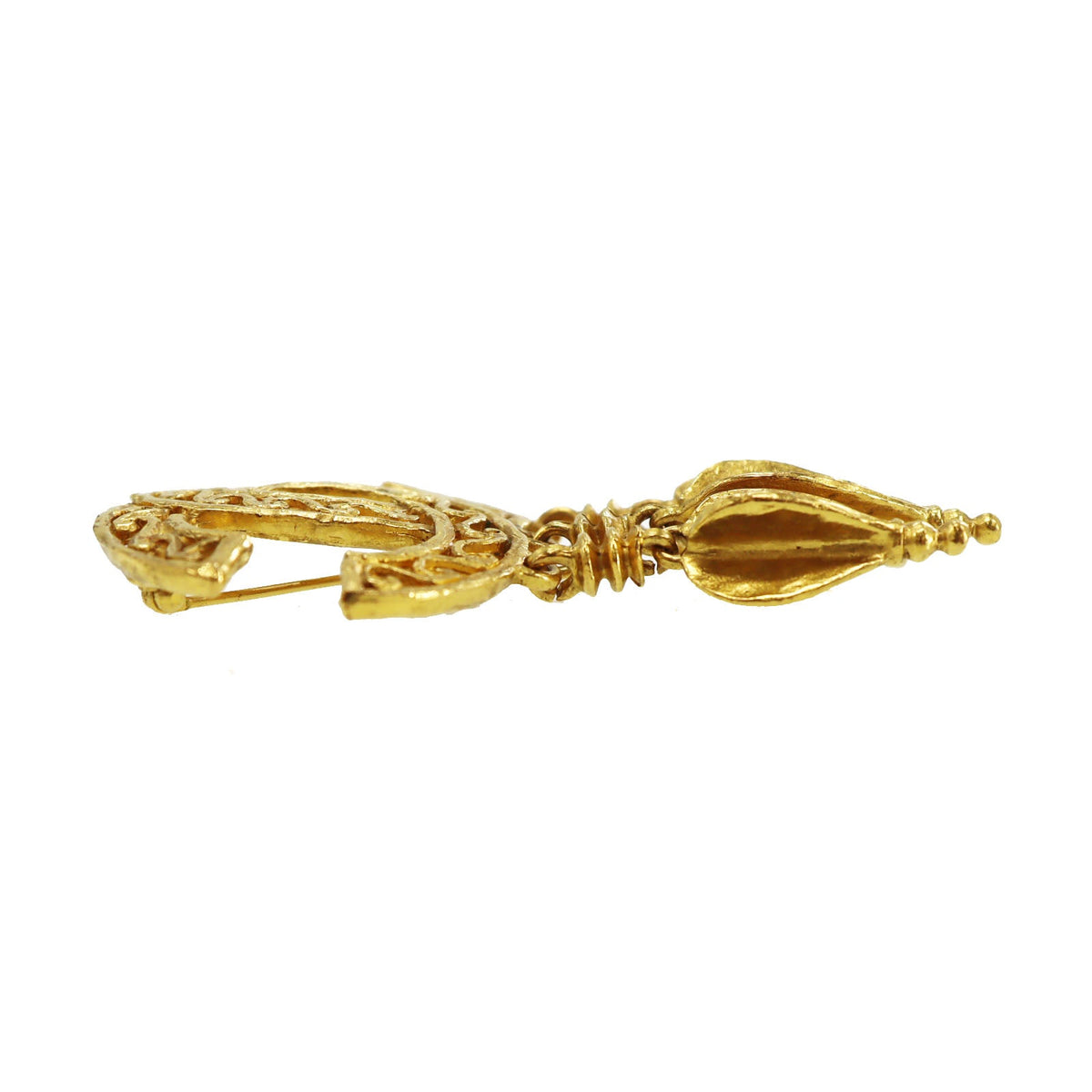 CHANEL CC Logos Pin Brooch Gold Plated 95 A #BX528