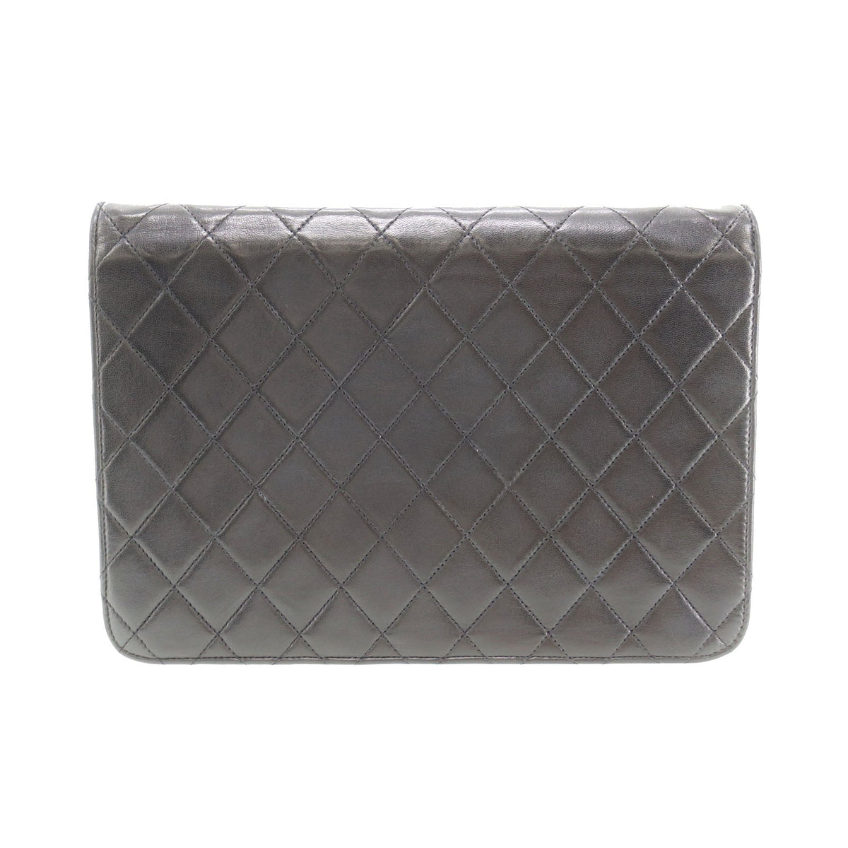CHANEL Matelasse Shoulder Bag Black Lambskin Leather #CN886