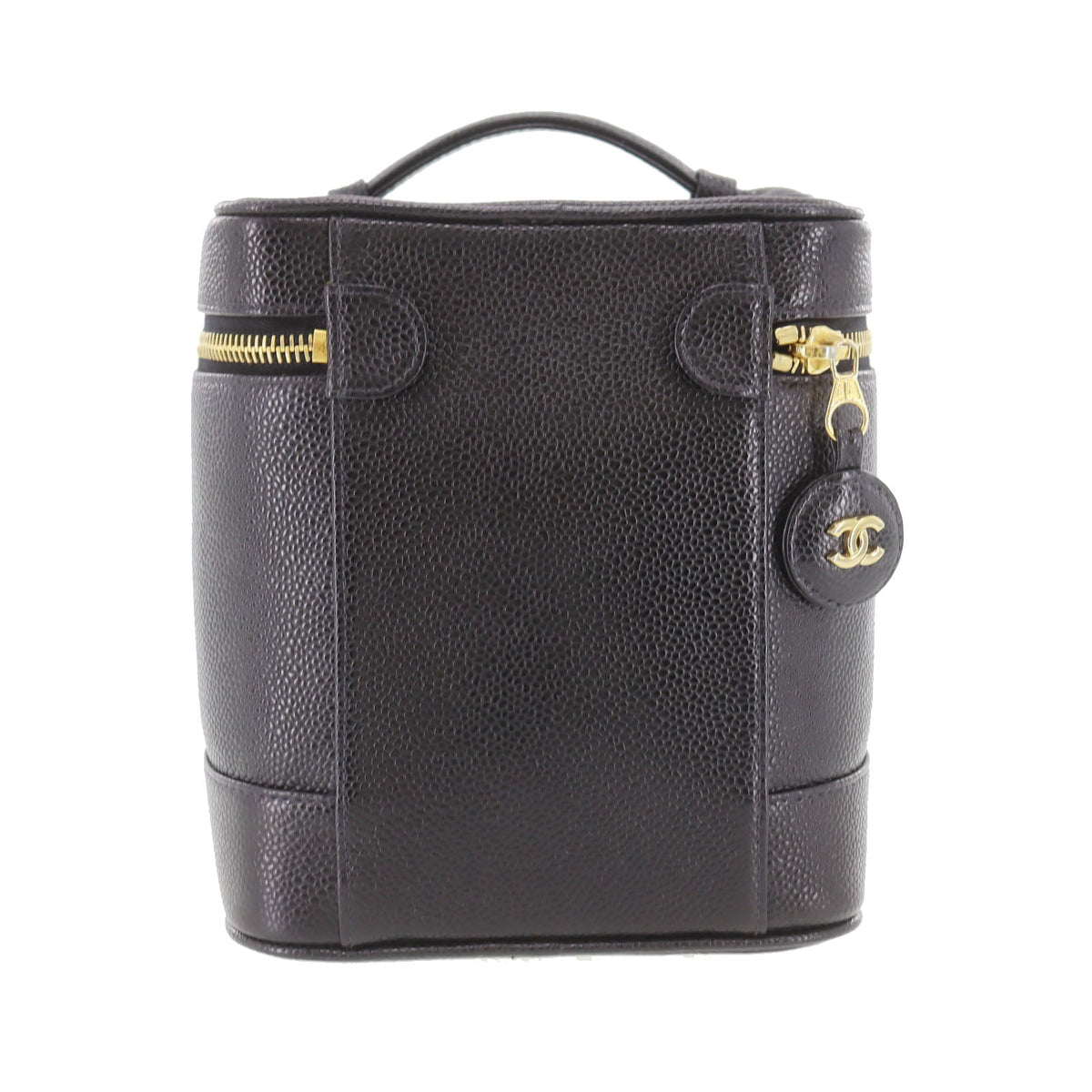 CHANEL CC Handbag Vanity Black Caviar Skin Leather #CK160