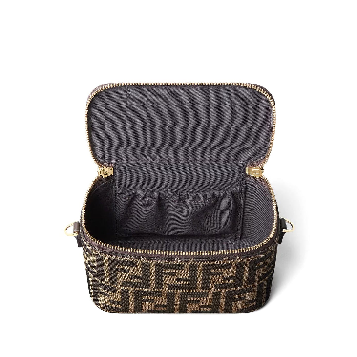 Fendi Vanity Tobacco Brown Ff Jacquard Fabric Mini-Bag