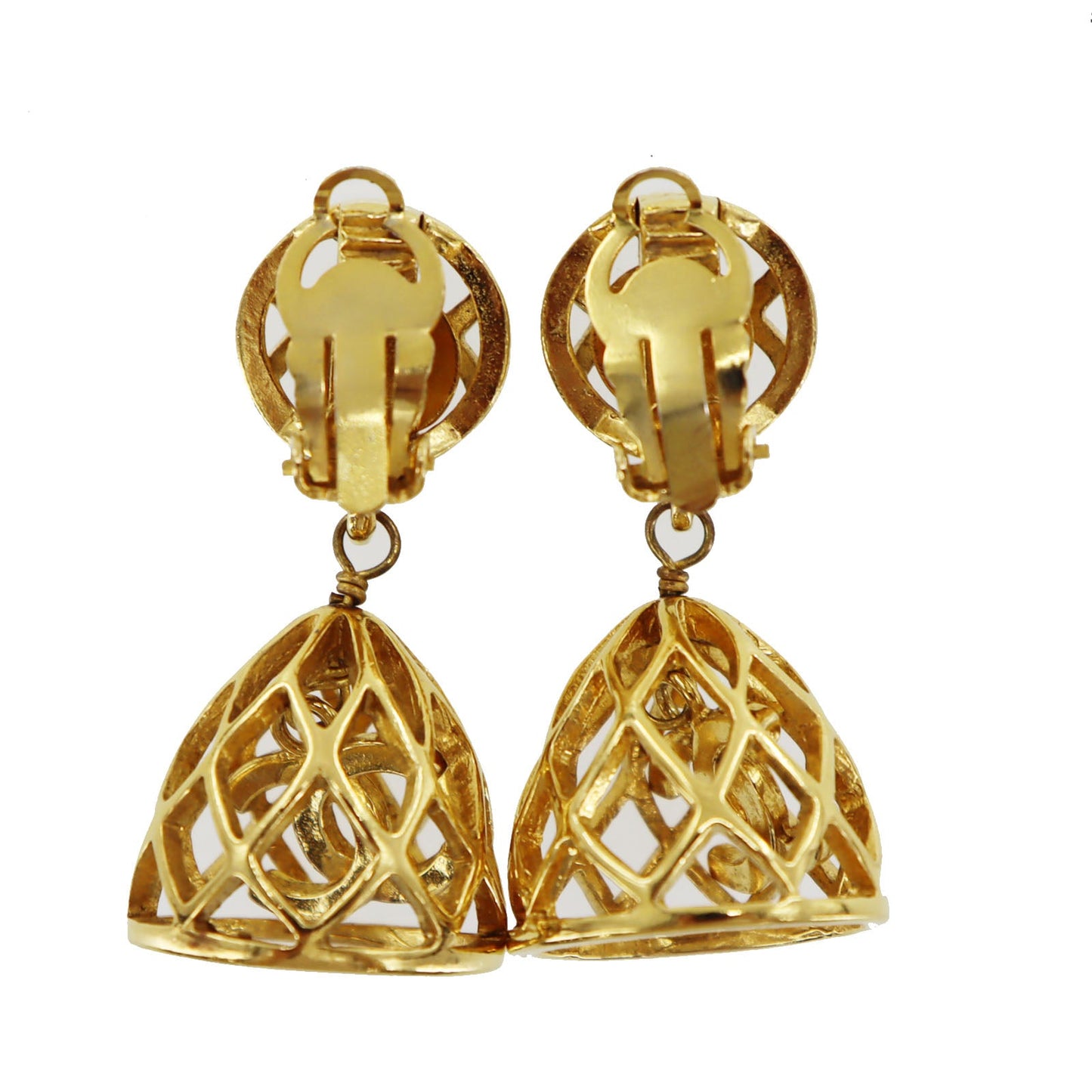 CHANEL CC Logos Earrings Gold Clip-On #BT580
