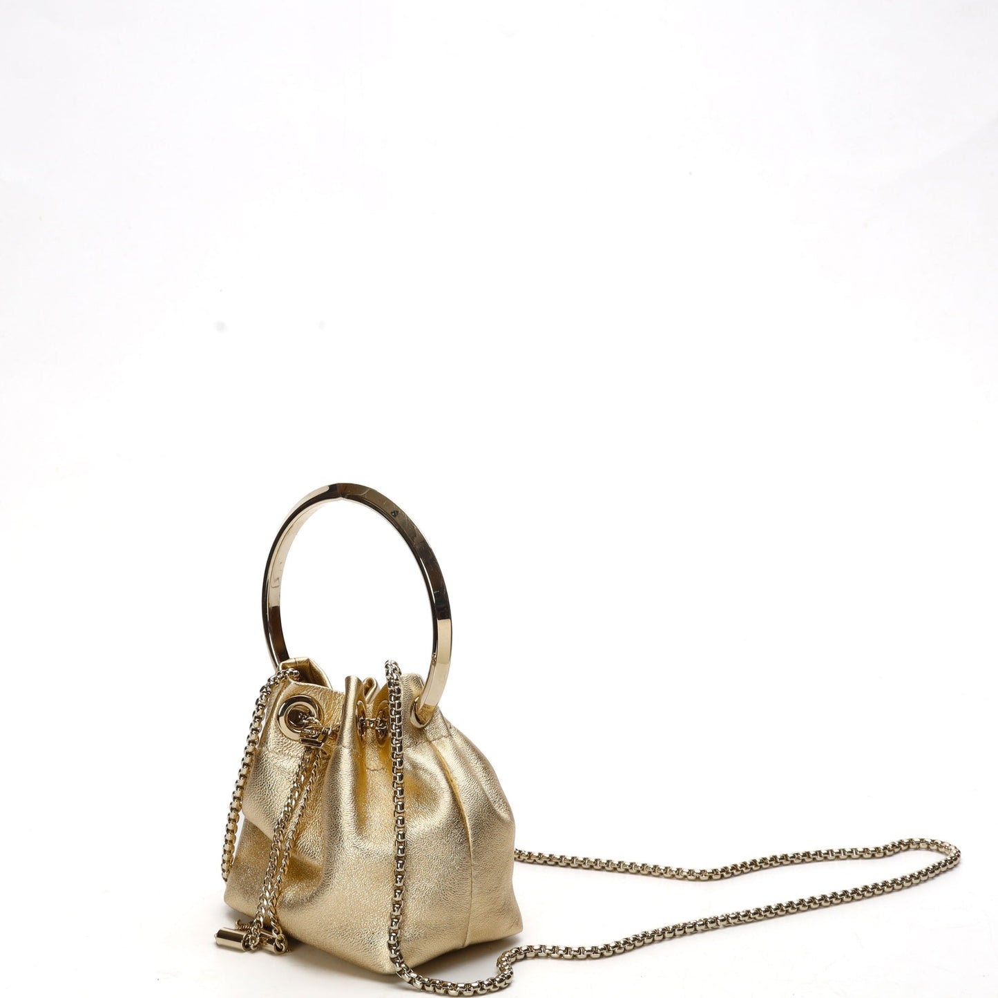 Jimmy Choo Bon Bon Gold Metallic Mini Bucket Bag