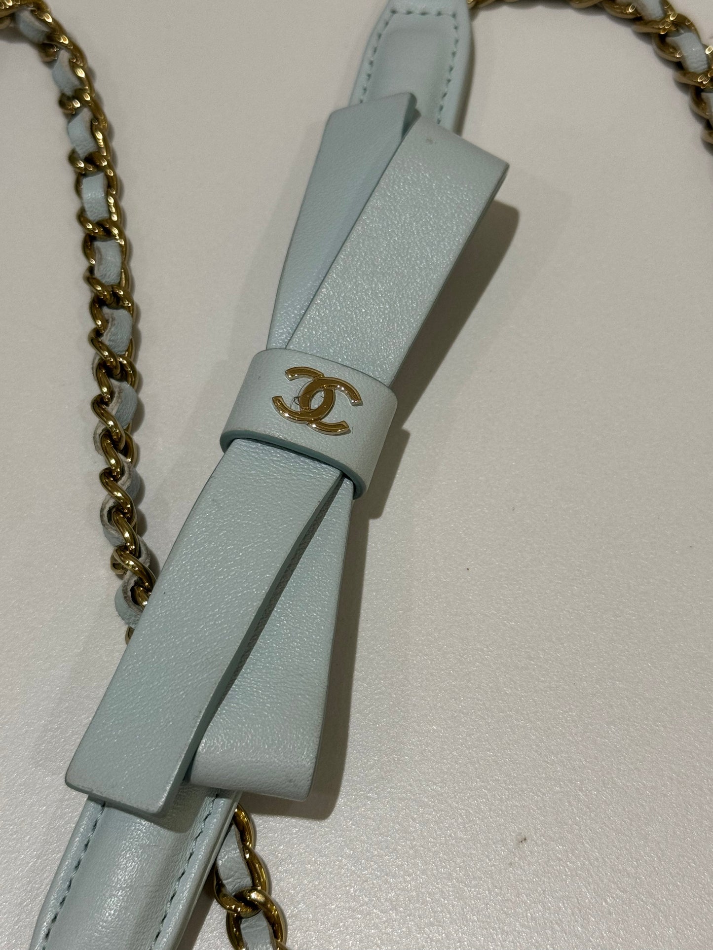 CHANEL WALLET ON CHAIN BLUE LAMBSKIN