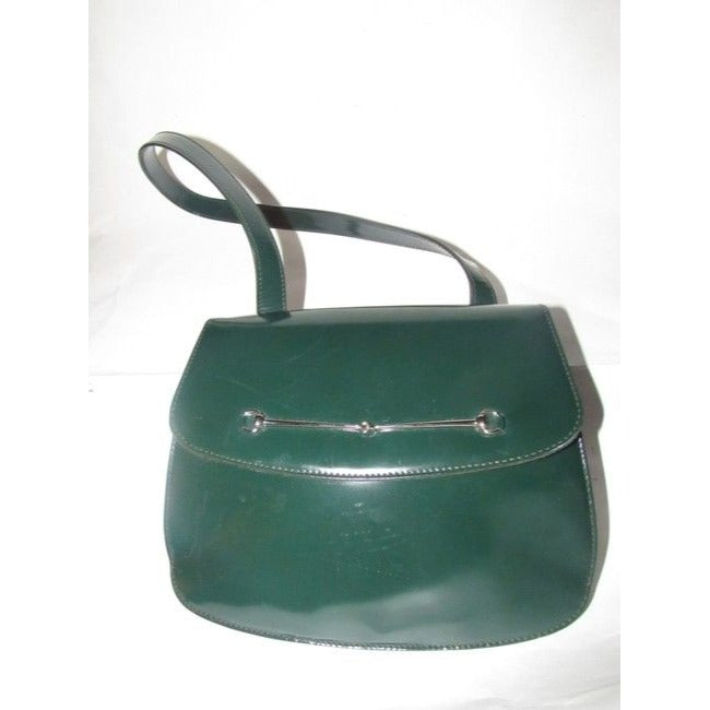 SOLD! Gucci Green Glossy Patent Leather Horsebit Satchel