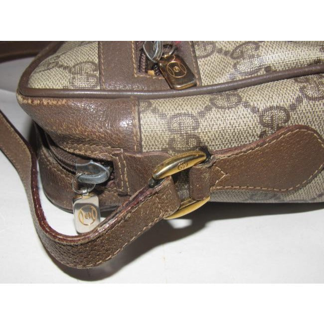 Gucci Vintage shoulder bag Shades Of Brown Large G Logo Print Coated Canvas Leather