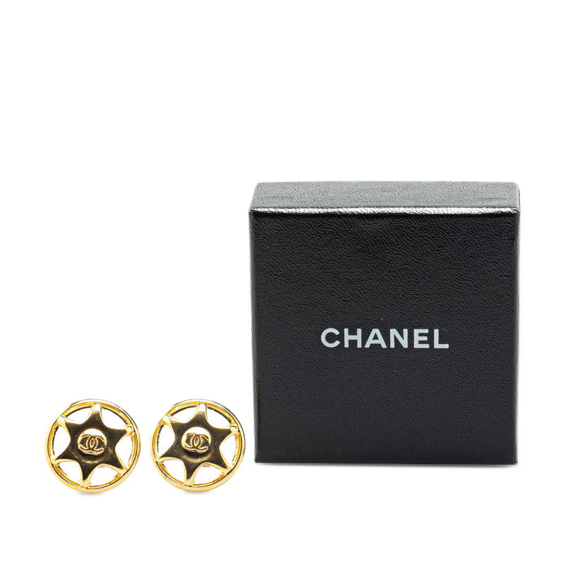 Chanel Gold Plated Coco Mark Round Earrings 97A