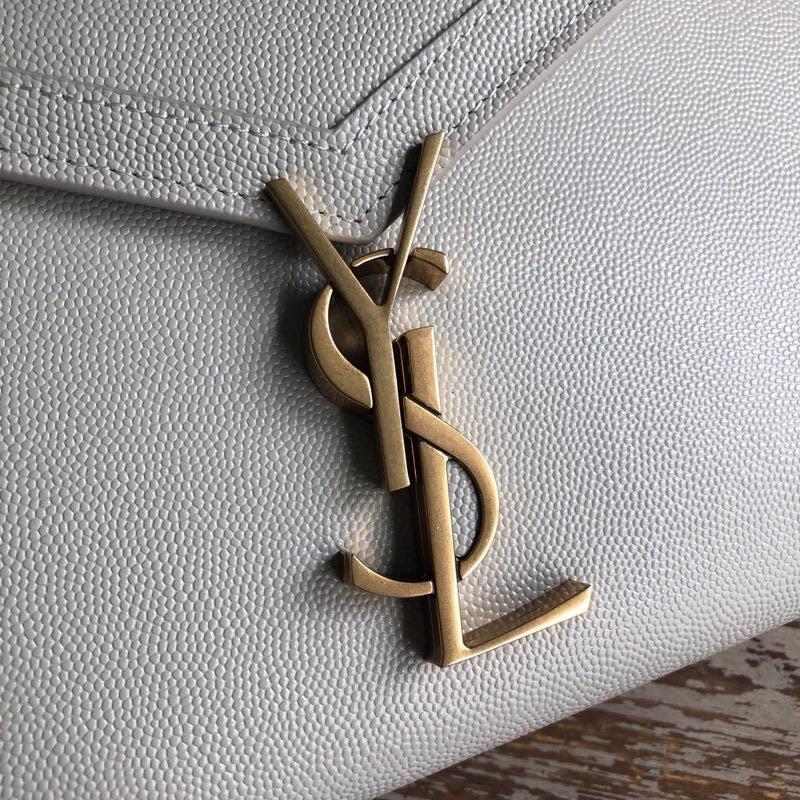 Yves Saint Laurent Cassandra Flap-Front Crossbody Bag White 8.7in/22cm