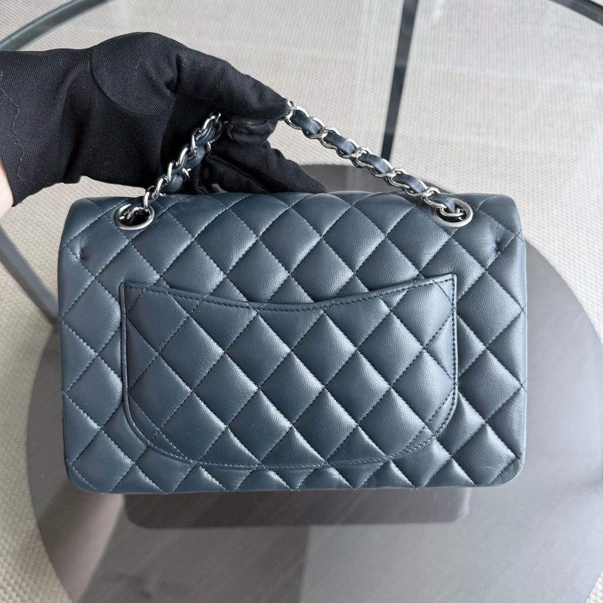 Chanel Classic Flap Small - Lambskin 23CM Quilted Dark Blue Silver Hardware Series 26