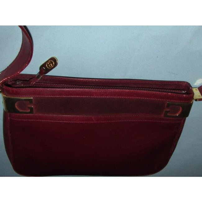 Gucci Vintage Pursesdesigner Purses Burgundy With Gold Accents Leather Hobo Bag