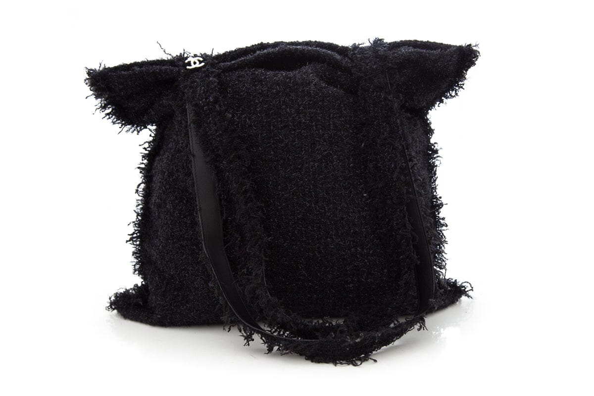 Chanel Black Tweed Rocket Shopper Handbag