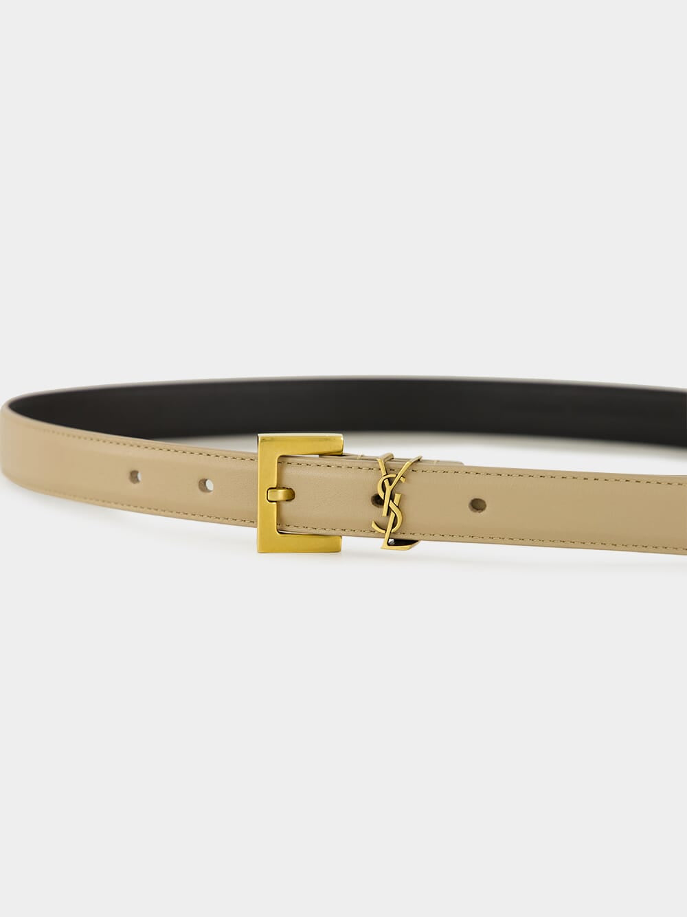 Dark Beige Cassandre Thin Leather Belt