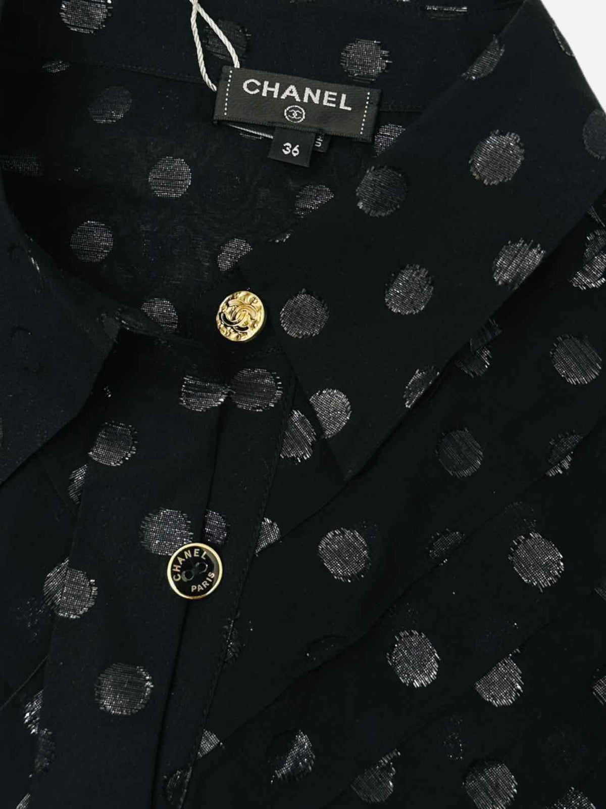 CHANEL 2023 Black Polka Dot Top & Pants Outfit