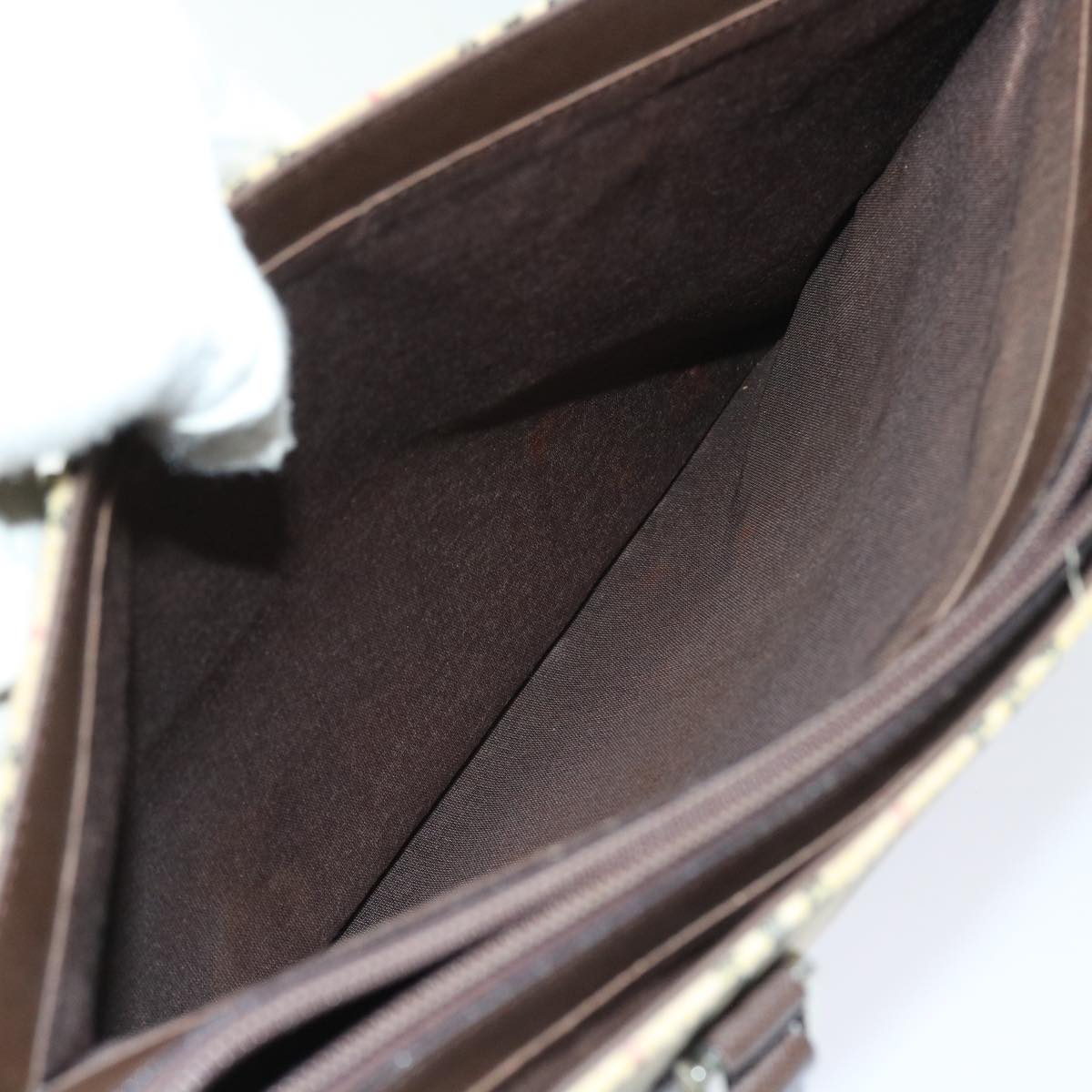 Burberry Nova Check Tote Bag Nylon Canvas Beige Auth 56398