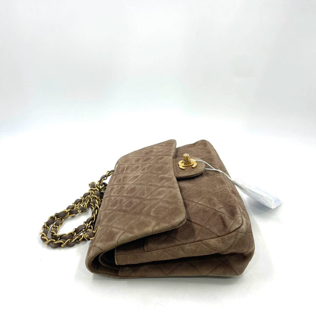 Chanel Classic Flap Vintage Medium Brown Suede Leather with 24k Gold HW, 1991-1994
