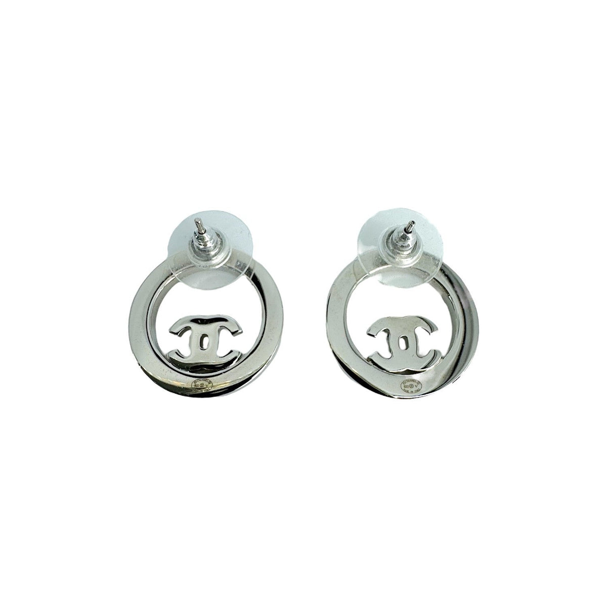 Chanel Strass Circle CC Stud Earrings