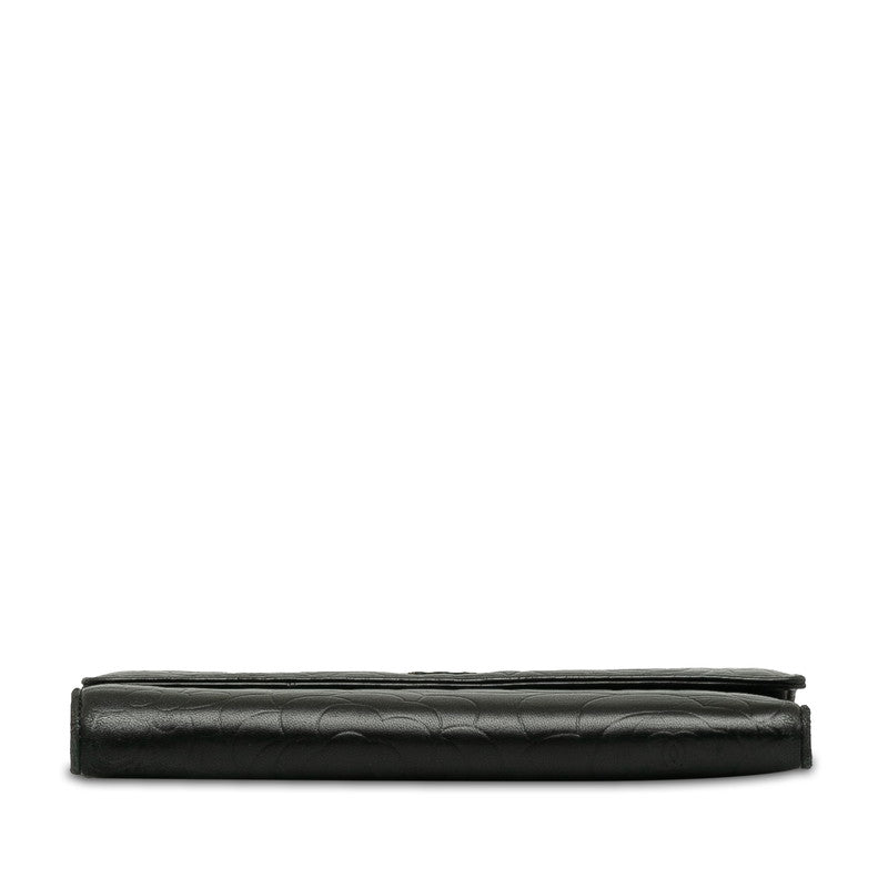 CHANEL CAMERIA COCOMARK Double Folded Wallet Black CHANEL