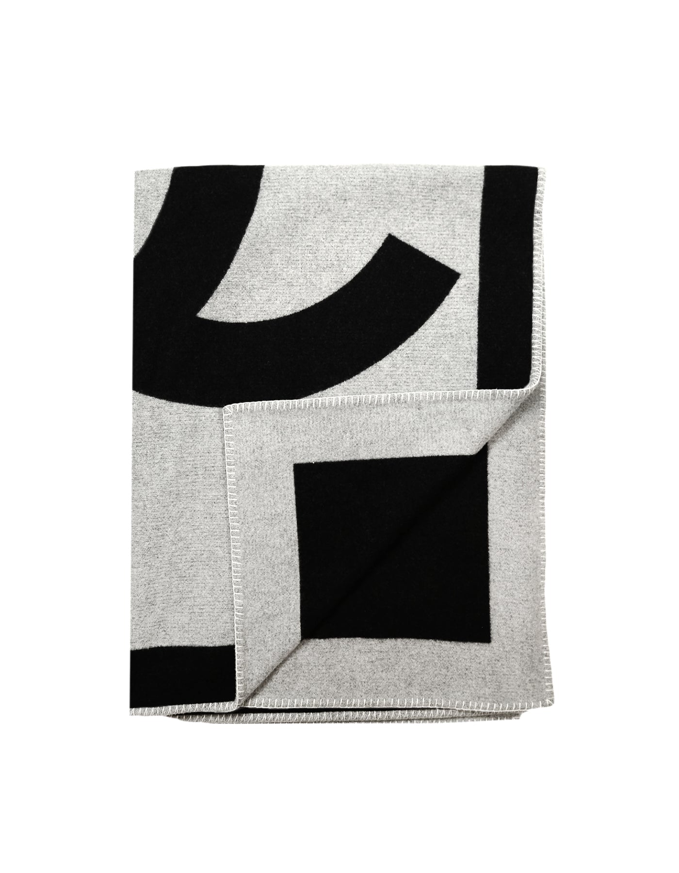 Chanel Black Grey Merino Wool & Cashmere CC Throw Blanket