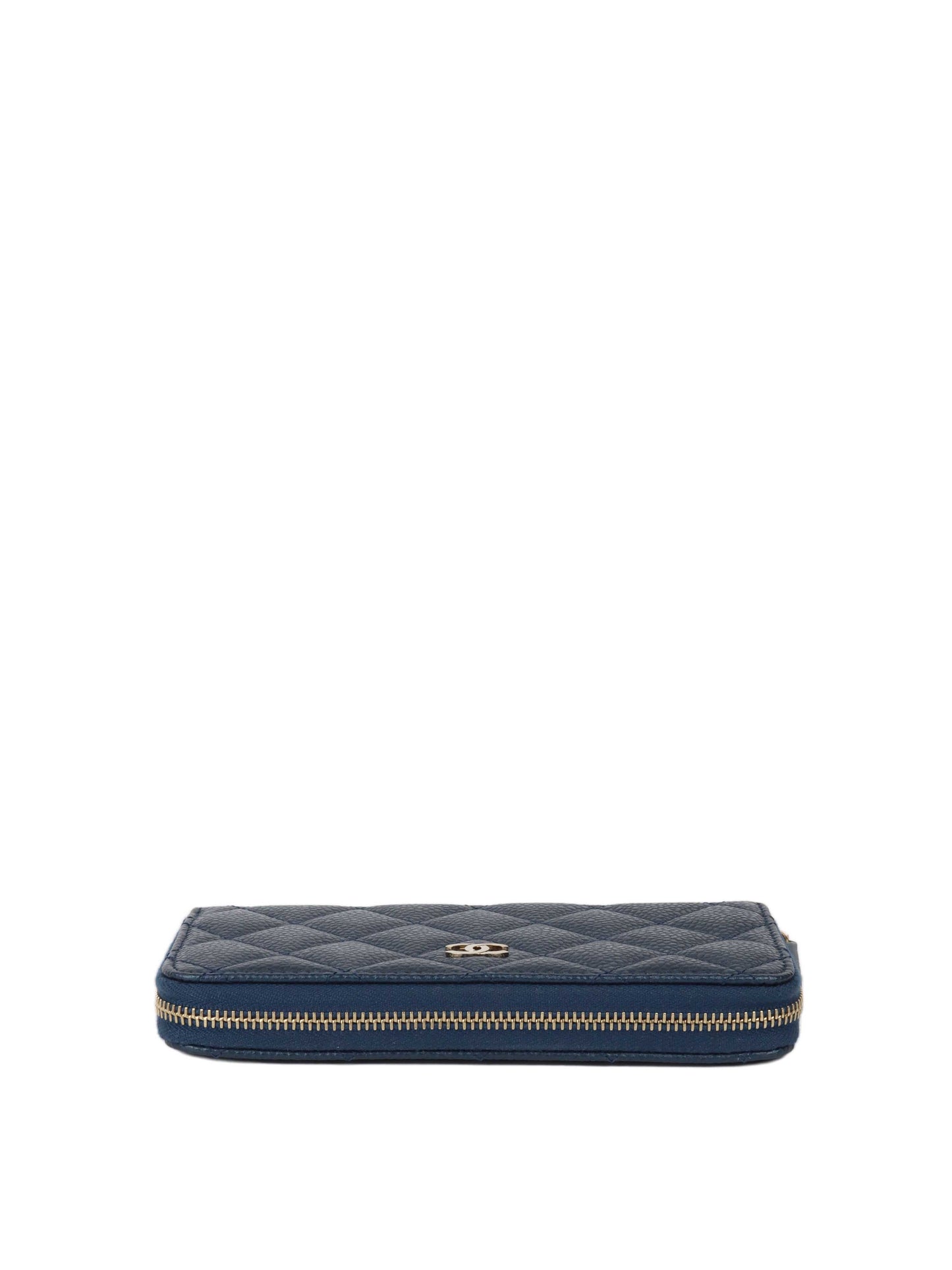 Chanel Blue Iridescent Zip Wallet with GHW.