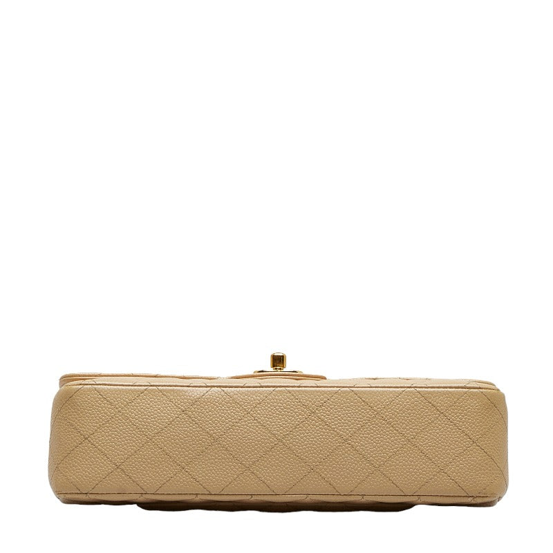 Chanel Matrases 25 Double Flat Chain houlder Bag Beige Caviar S Chanel