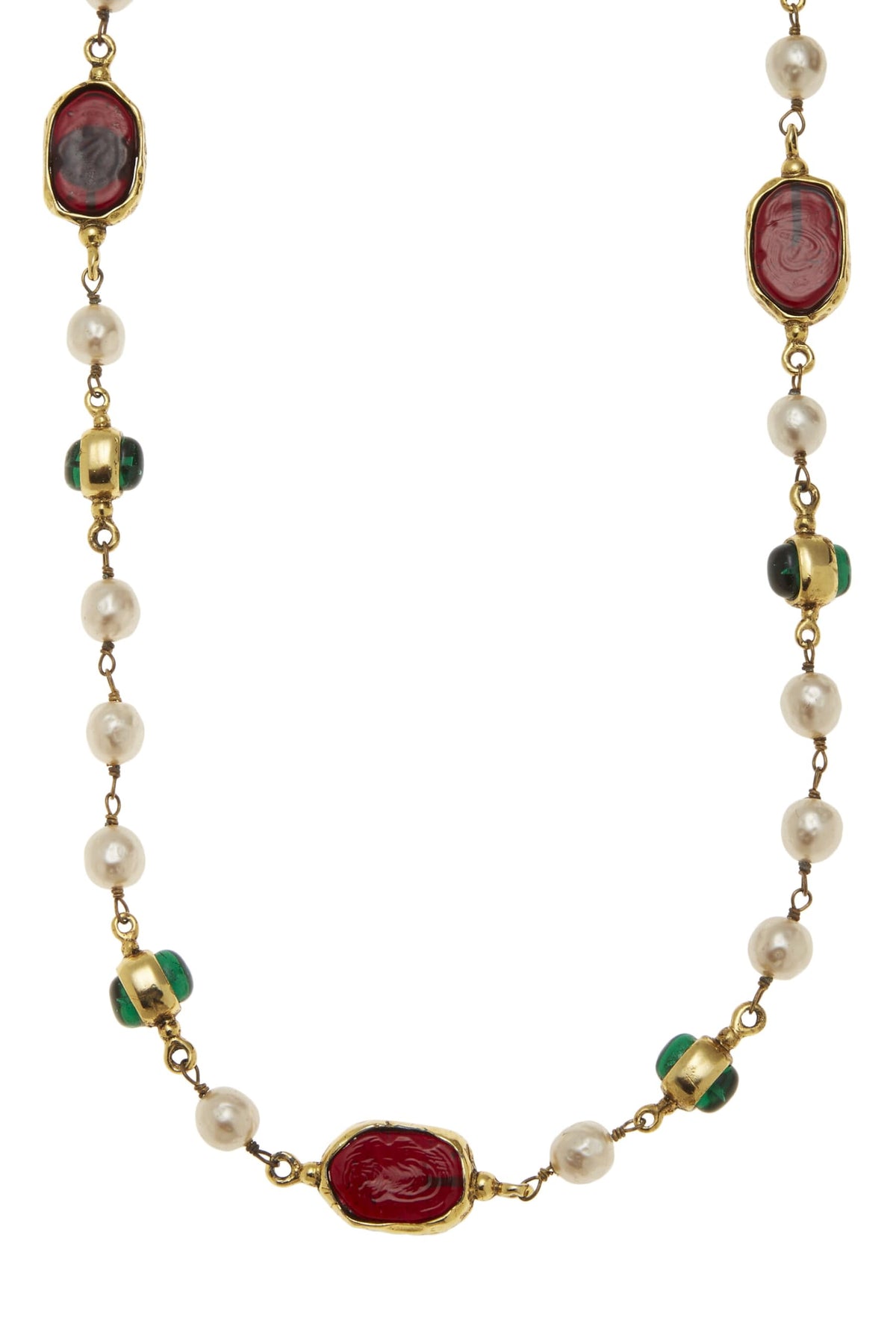 Chanel, Multicolor Gripoix & Faux Pearl Necklace, Gold