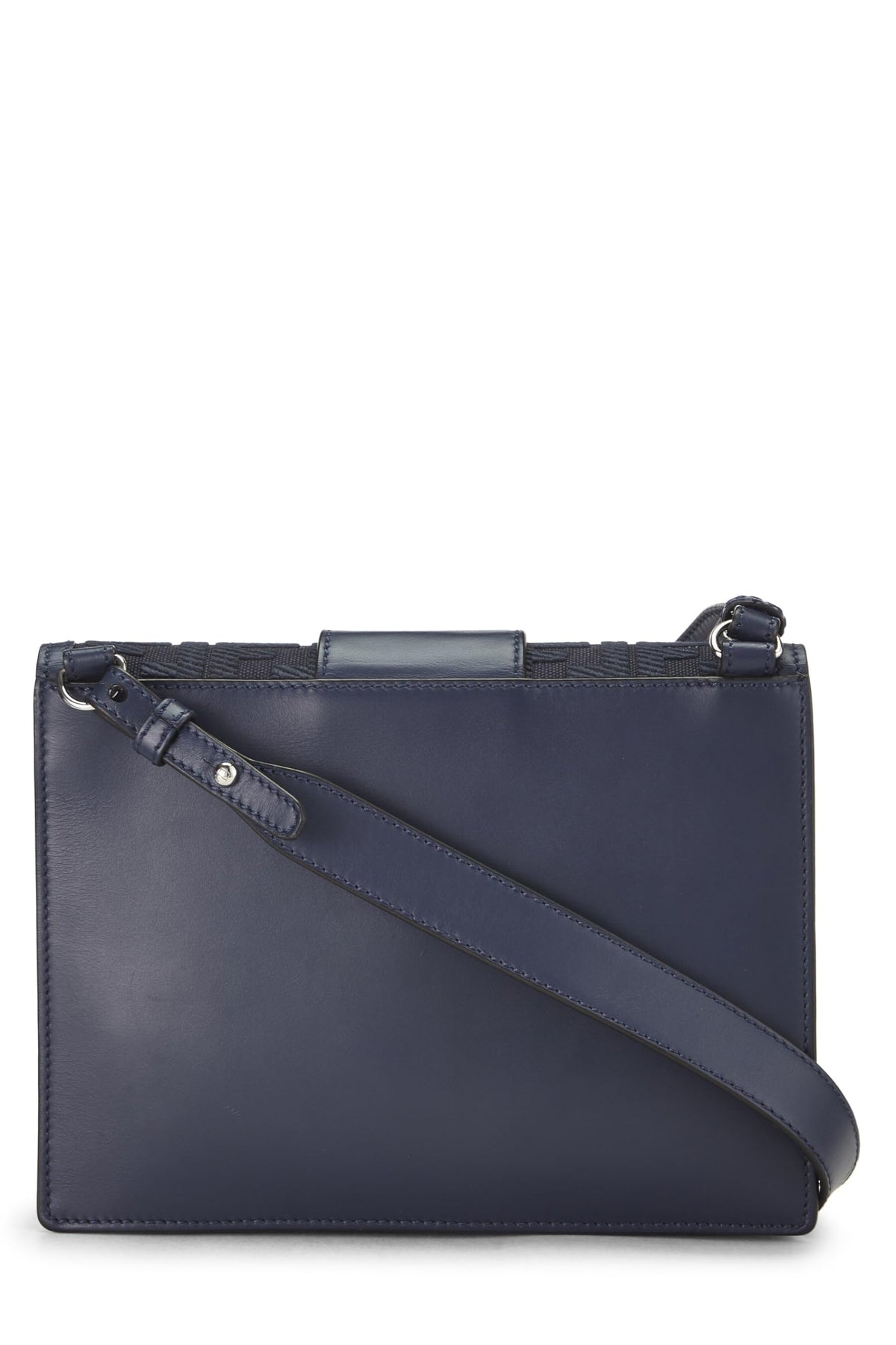 Fendi, Navy Leather Flat Baguette Bag Medium, Navy