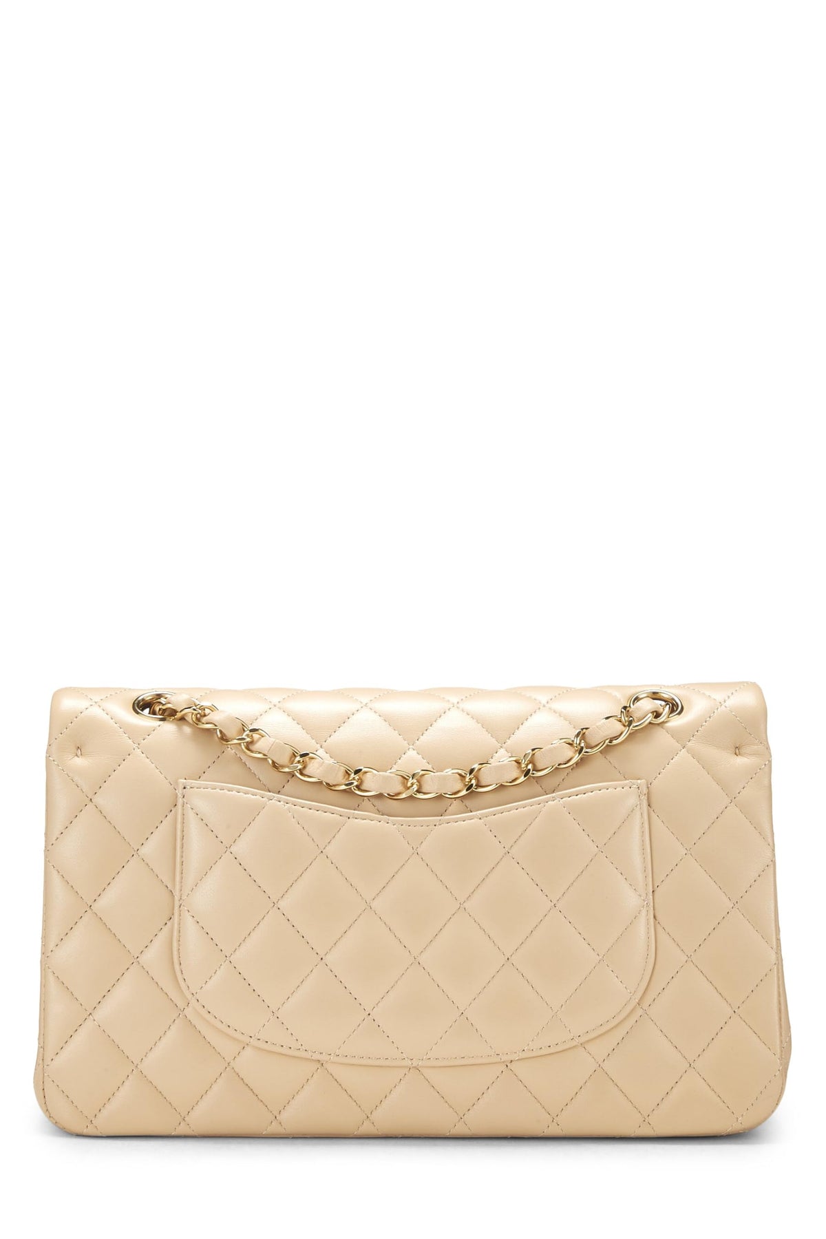 Chanel, Beige Quilted Lambskin Classic Double Flap Medium, Beige