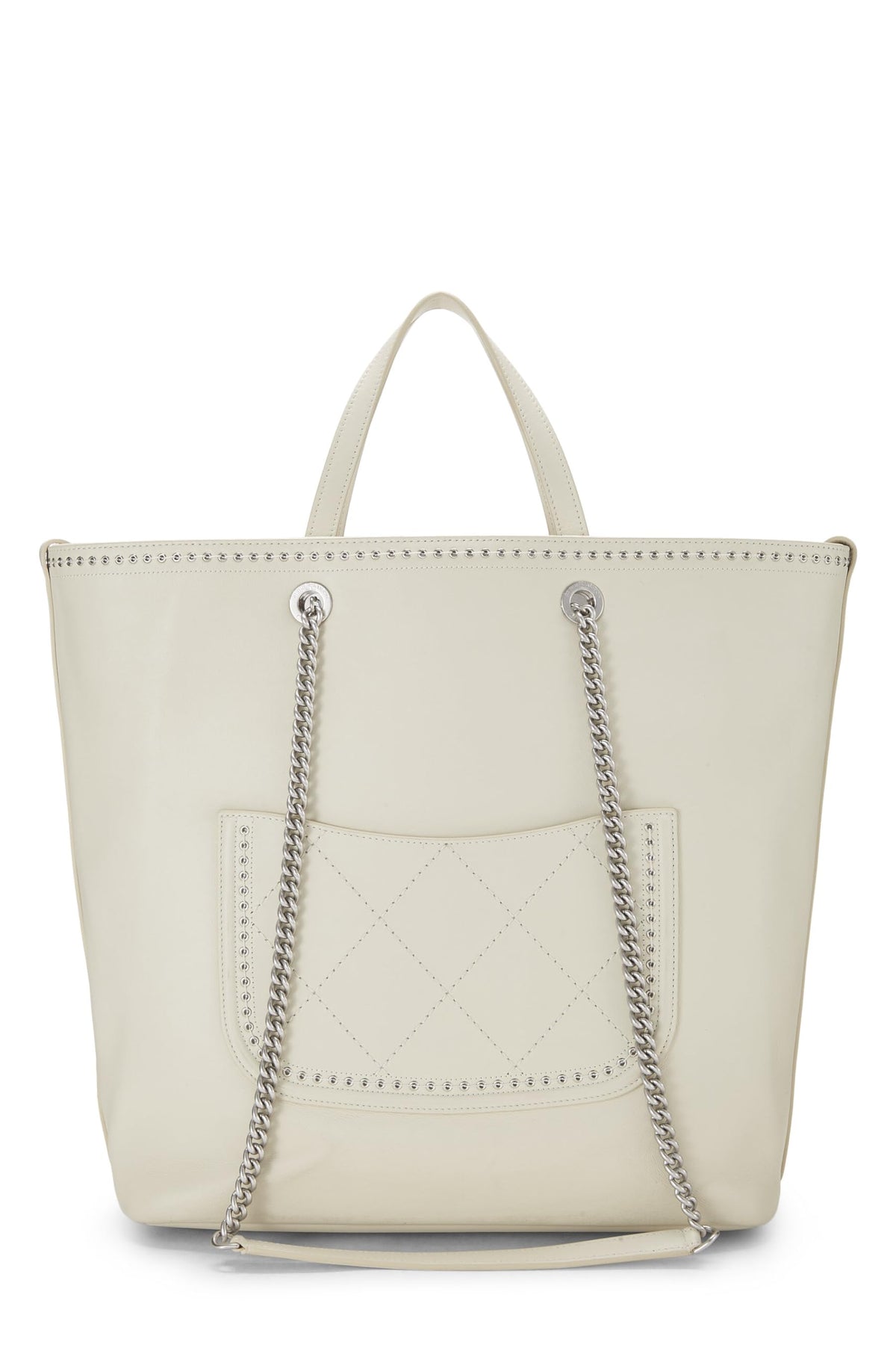 Chanel, White Calfskin Coco Eyelet Shopping Tote Large, White