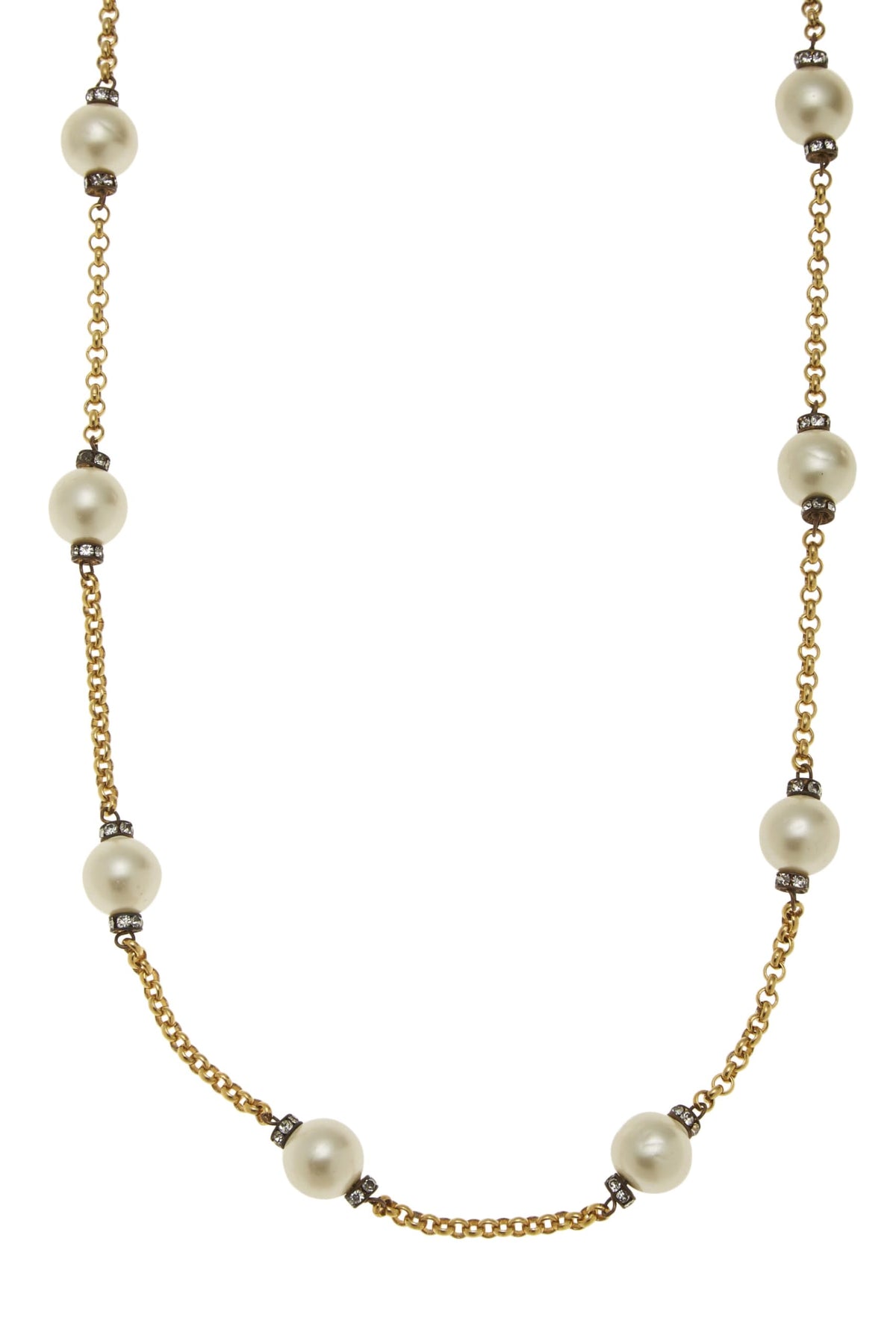 Chanel, Faux Pearl & Crystal Necklace, Gold