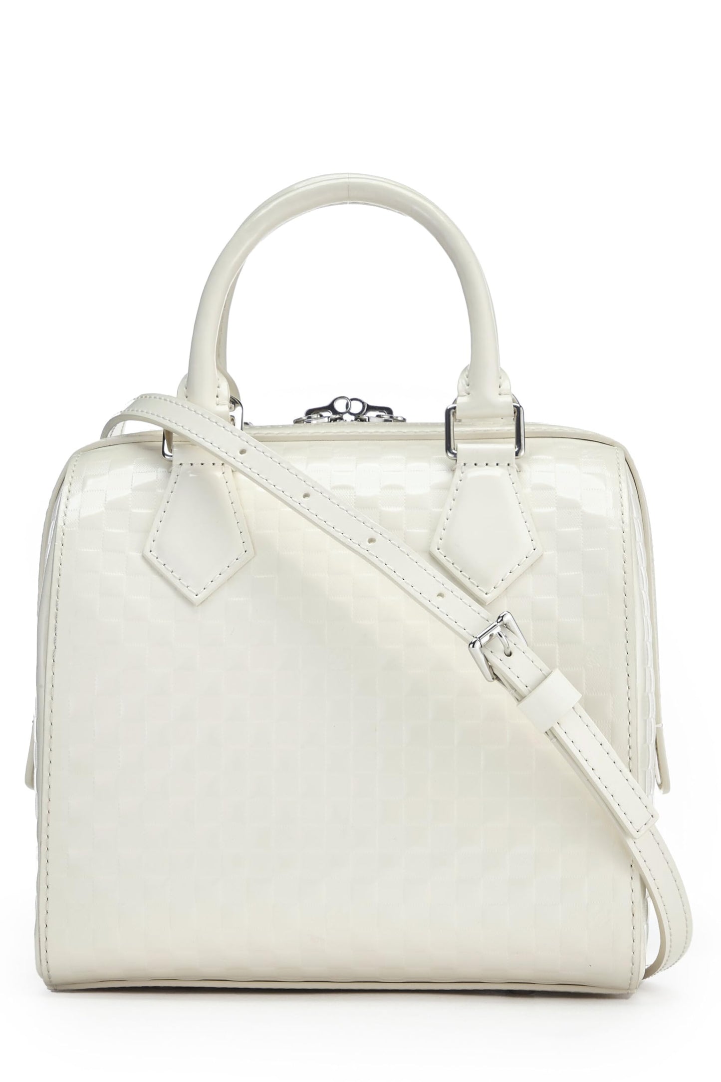 Louis Vuitton, White Damier Facette Speedy Cube PM, White