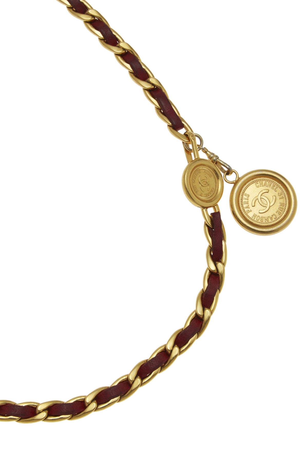 Chanel, Gold & Red Logo Chain Belt, Red