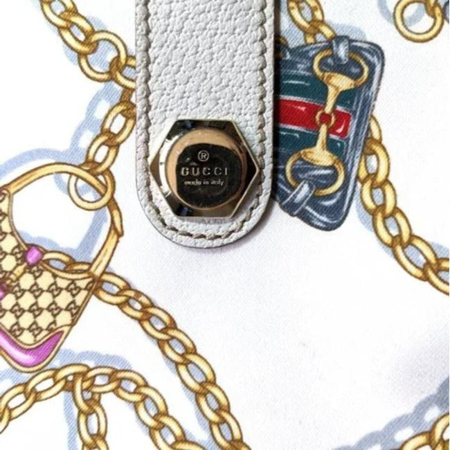 Gucci Webby Equestrian Multi Color Horse Bit Leather Silk Tote