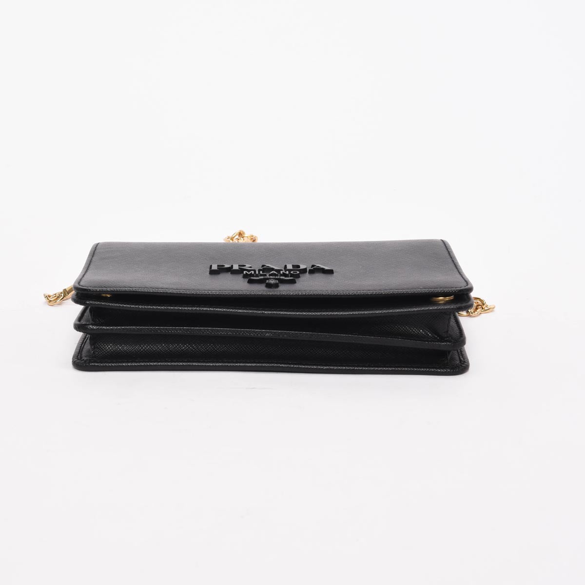 Prada Black Saffiano Lux Monochrome Chain Mini Bag
