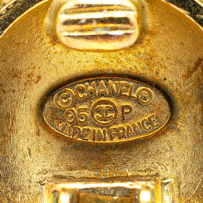 Chanel Gold Plated Coco Mark Vintage Earrings 95P