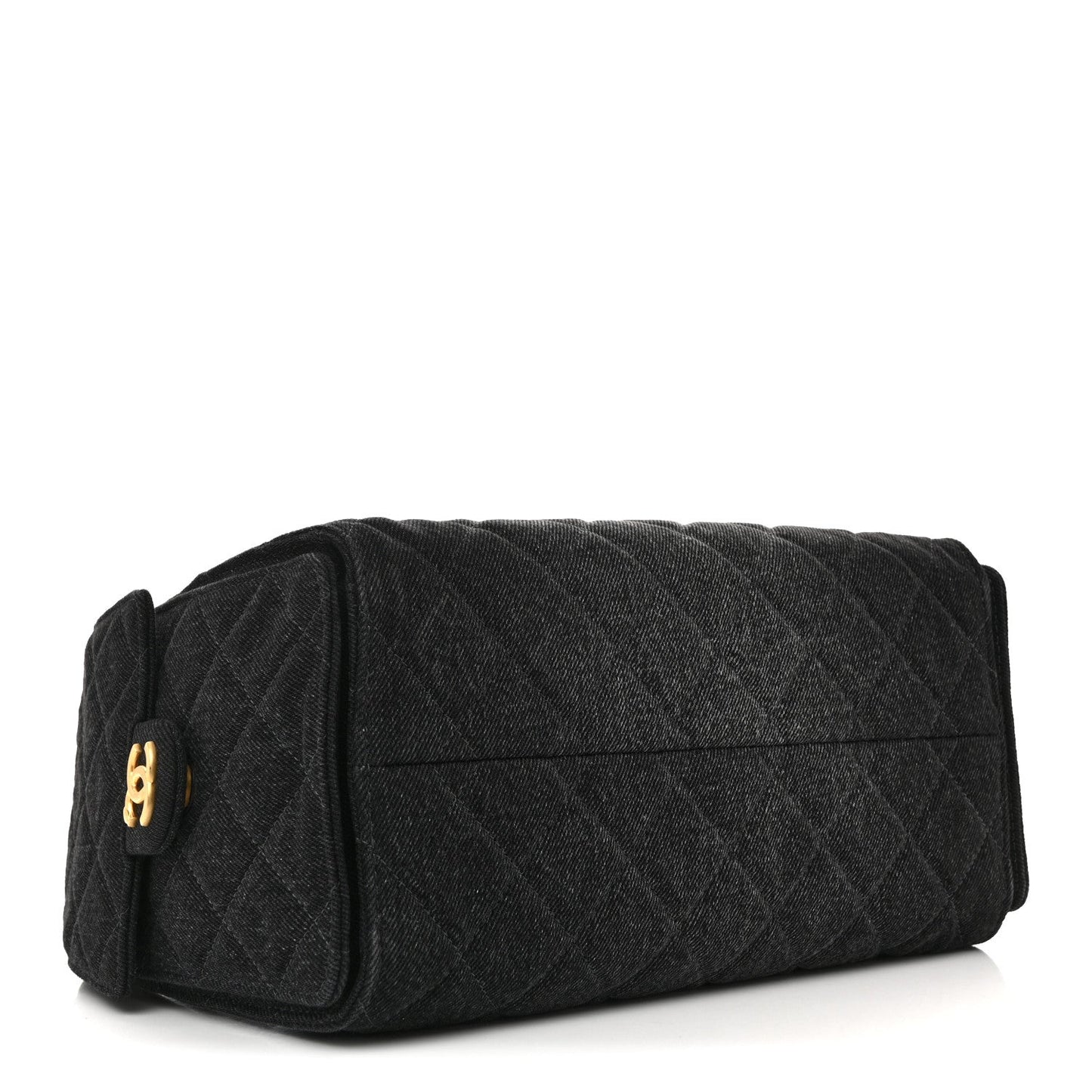 Washed Denim Quilted Small Chanel 25 Handbag Black