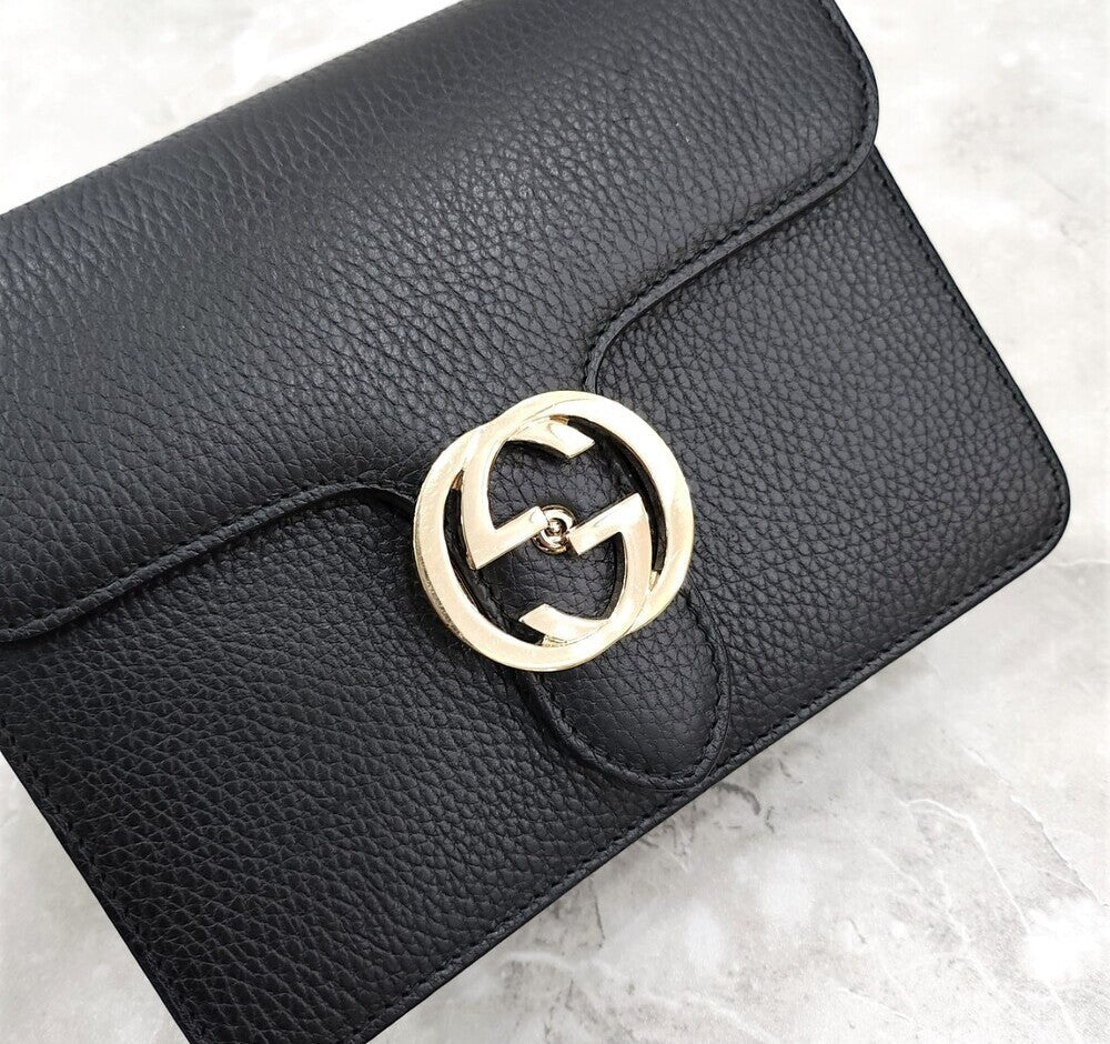 Gucci Interlocking Chain Small Shoulder Bag Black 142809734