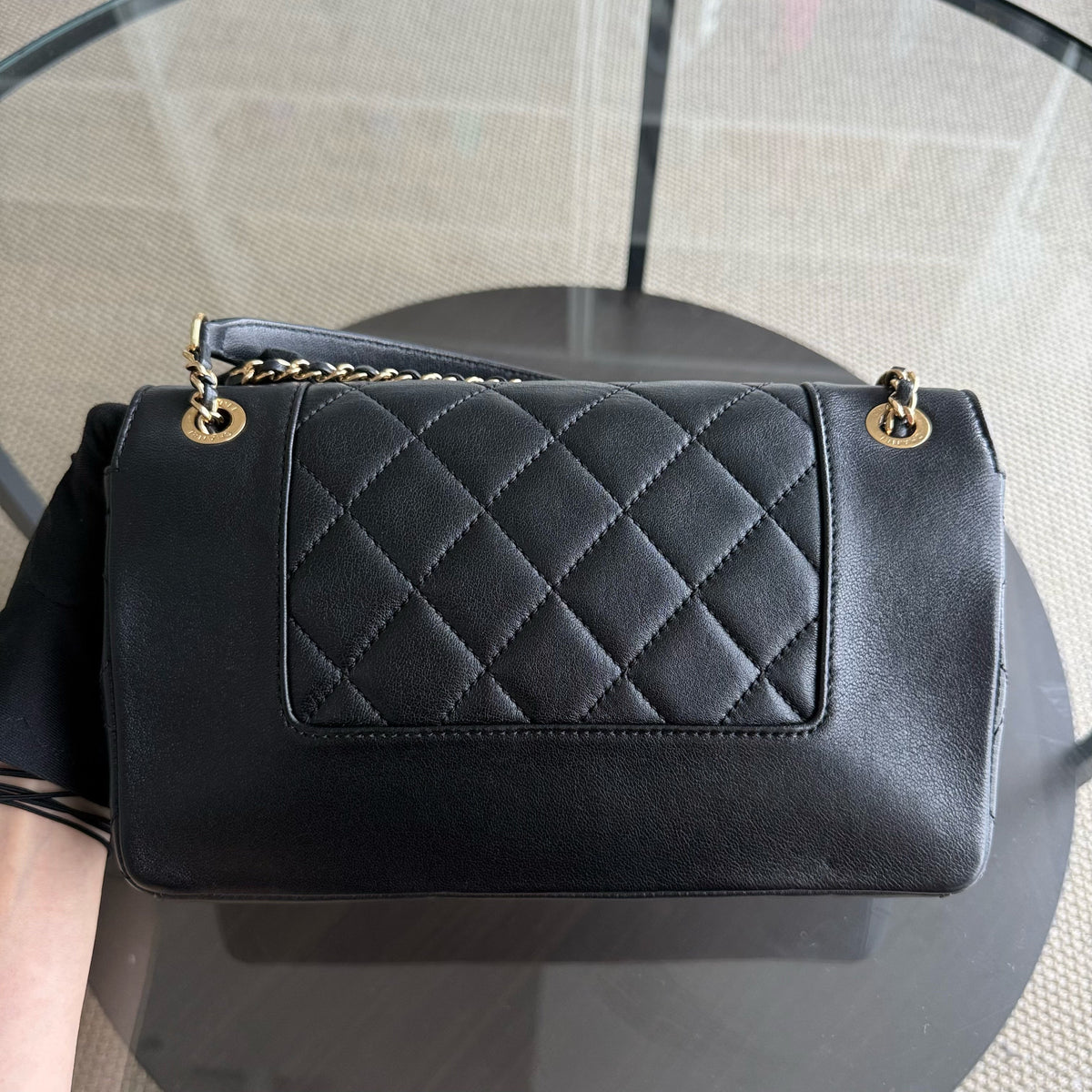Chanel Seasonal Flap Mademoiselle - 25CM Quilted Lambskin Black Gold Hardware Series 23
