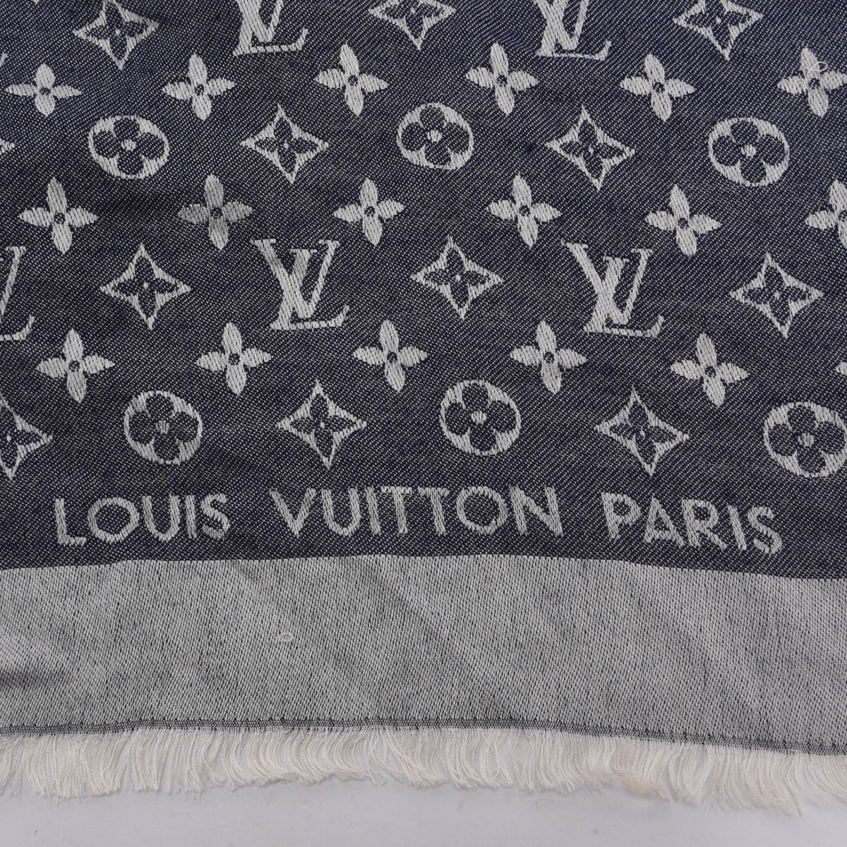 Louis Vuitton Denim Monogram Classic Fringed Shawl