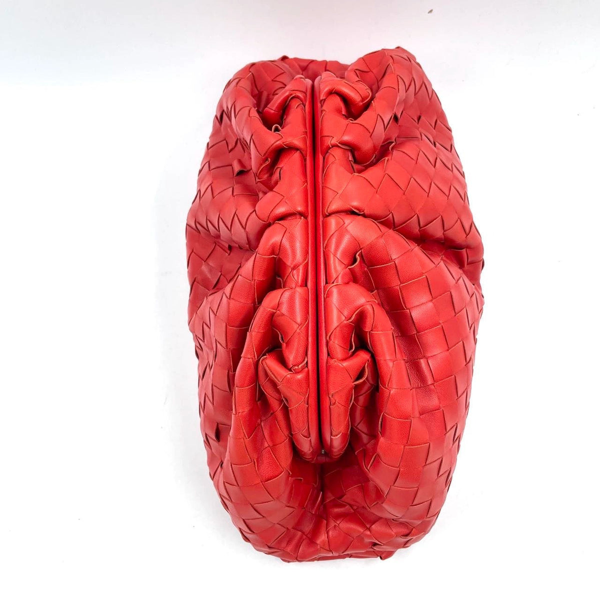Bottega Veneta Pouch Large Intrecciato Leather Clutch Red