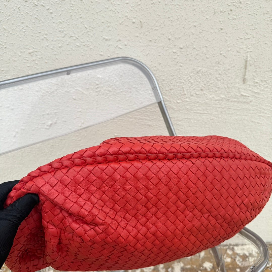 Bottega Veneta Belly Hobo Intrecciato Lambskin Leather Red Large 50cm