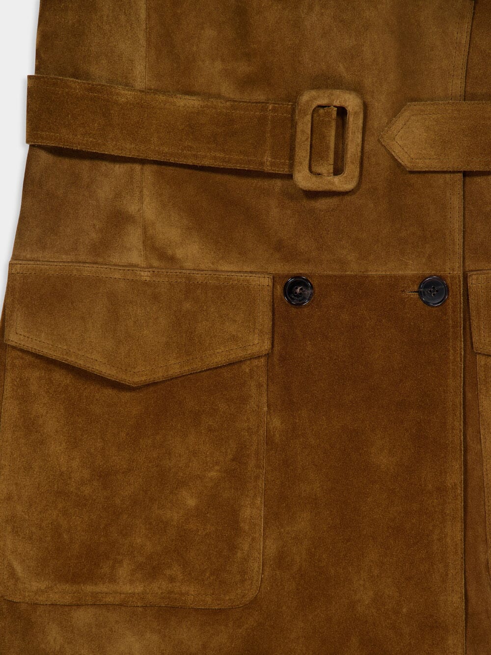 Noix Suede Double-Breasted Trench Coat