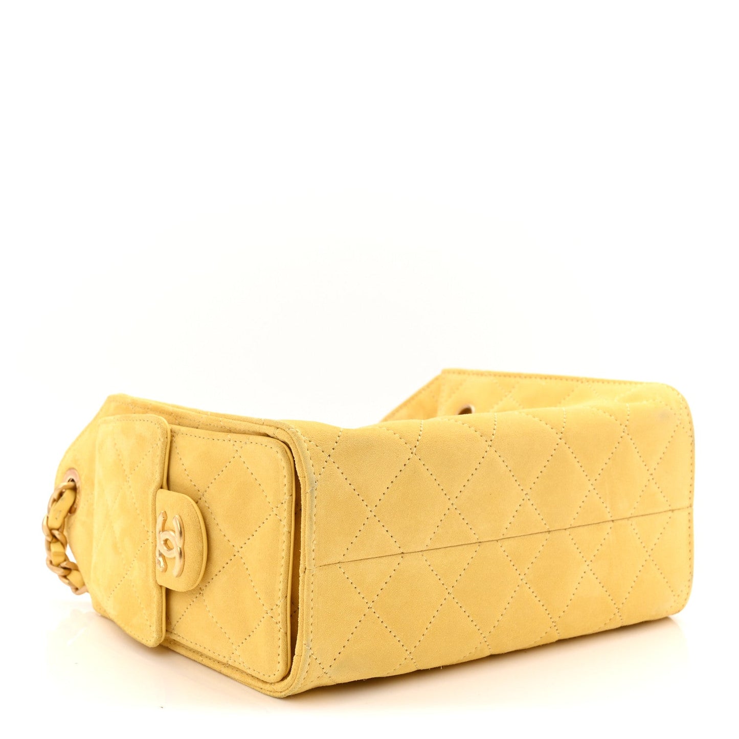 Suede Quilted Mini Chanel 25 Handbag Yellow