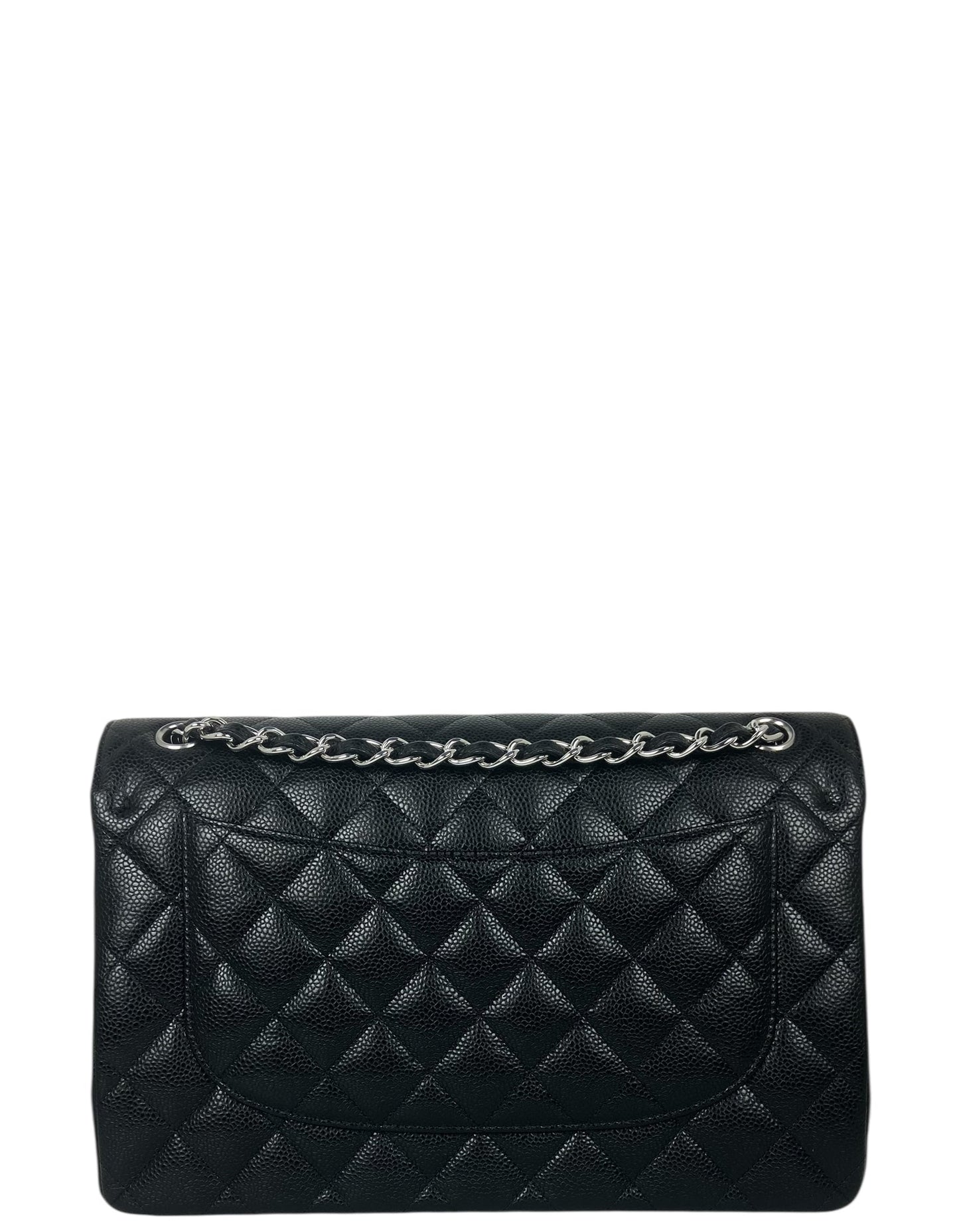 Chanel Black Caviar Leather Double Flap Jumbo Bag
