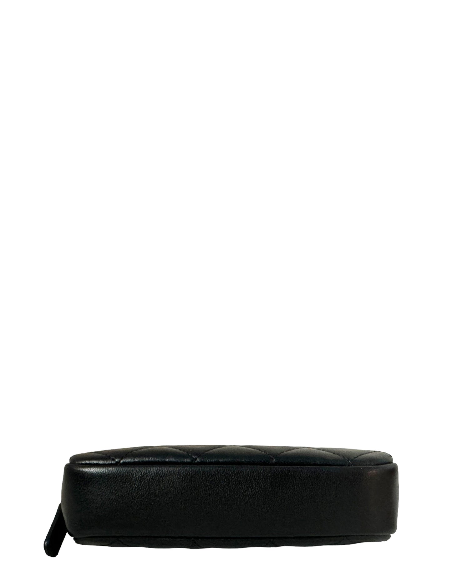 Chanel Black Lambskin Leather Quilted O-Case Pouch