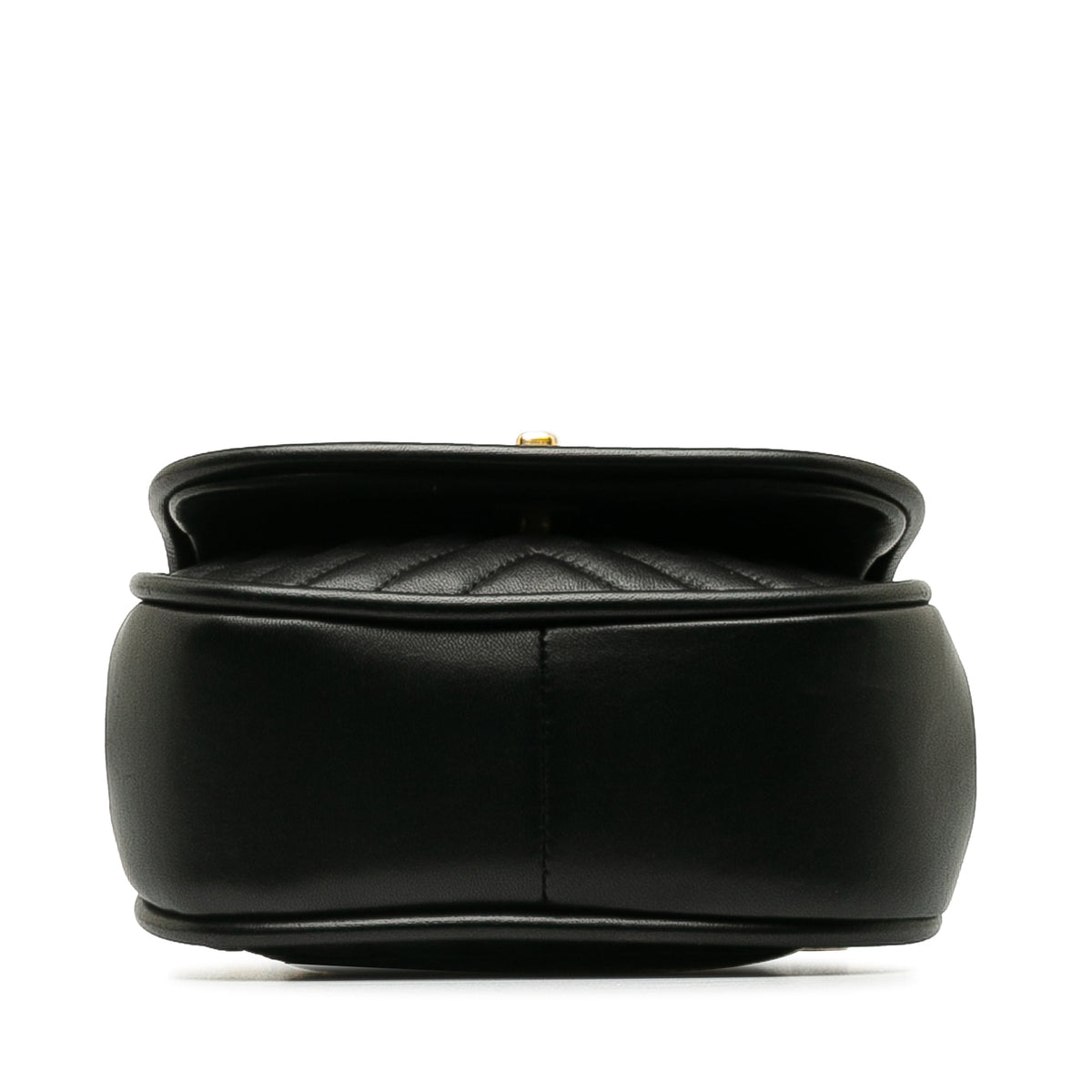 CHANEL Mini Reverse Quilted Chevron Lambskin Round Satchel