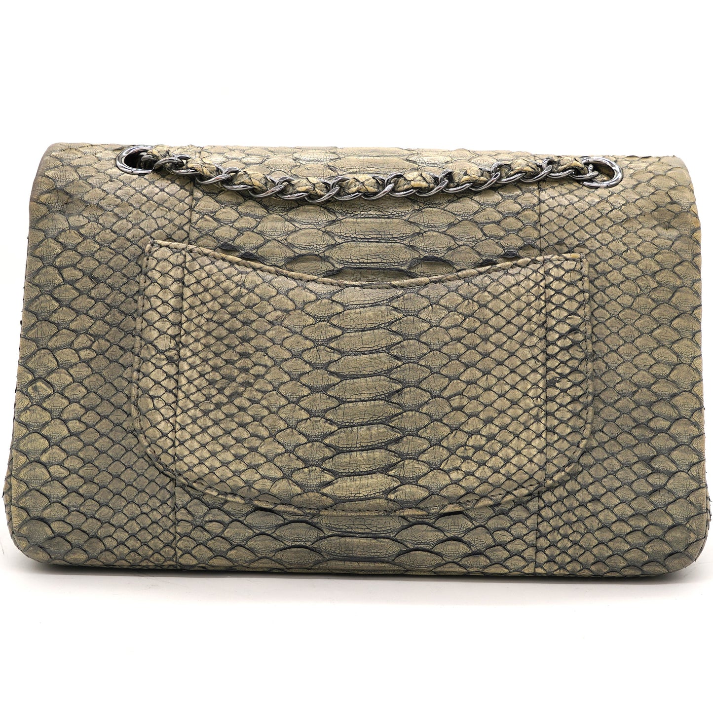 Classic Flap Medium Bag Grey Snakeskin