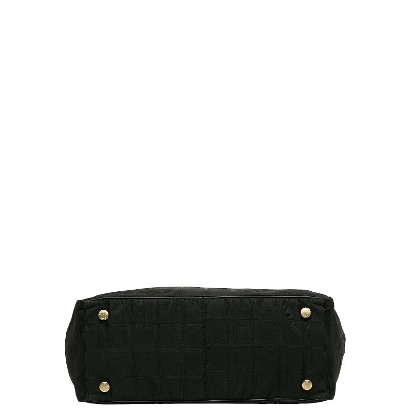 Chanel New Label Line PM houlder Bag Black Nylon Leather Canvas CHANEL