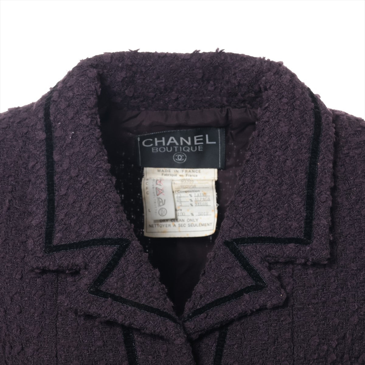 Chanel Coconut Button 93A Wool Alpacca Jacket 34 Pearl P02242 Twid Handcuff