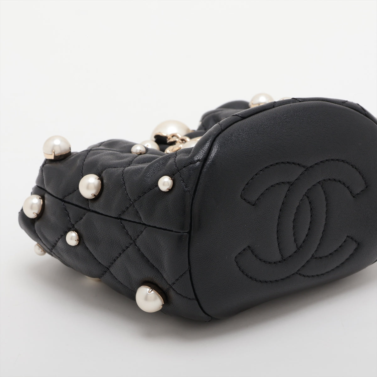 Chanel Matrasse Handle Shoulder Bag Pearl Black G 31st AS2518