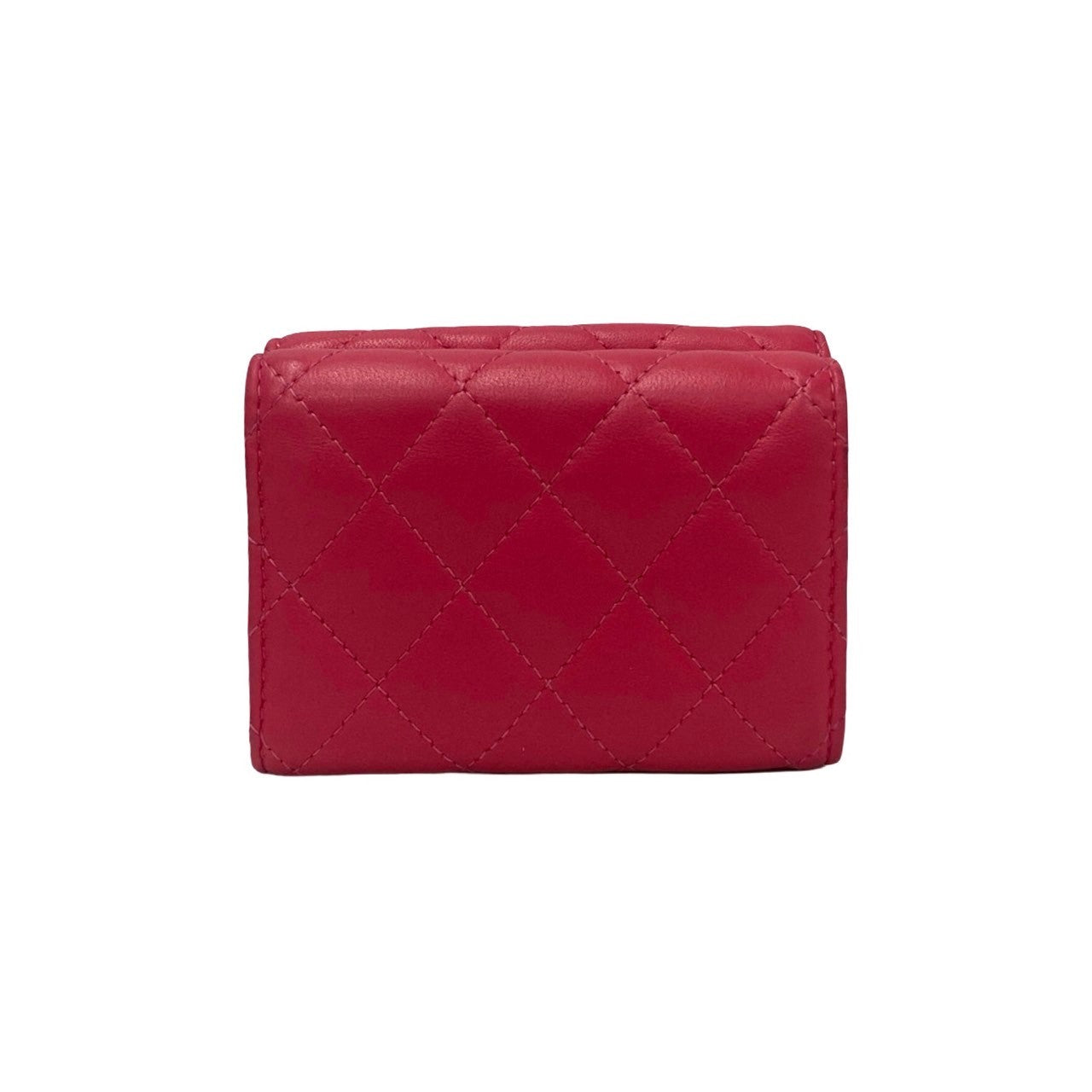 CHANEL Tri-fold wallet lambskin pink Matrasse