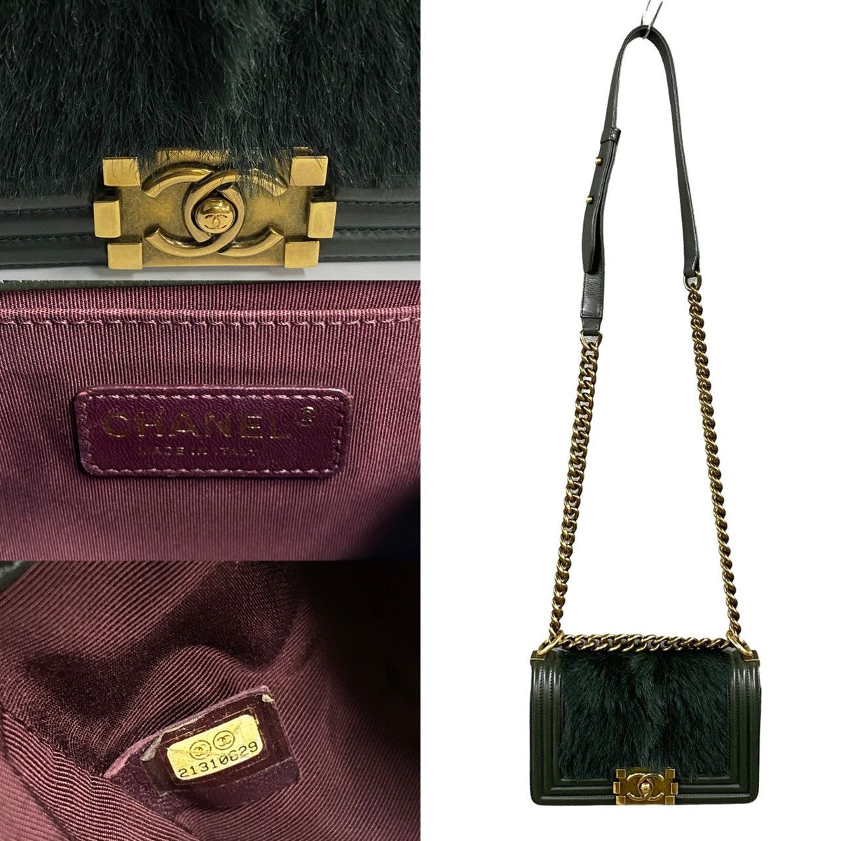 Chanel Boy Chanel Matelasse Rabbit Fur Lambskin Shoulder Bag